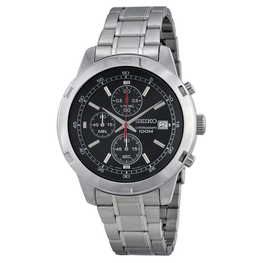 Seiko Chronograph Black Dial Stainless Steel Men's Watch watch ...