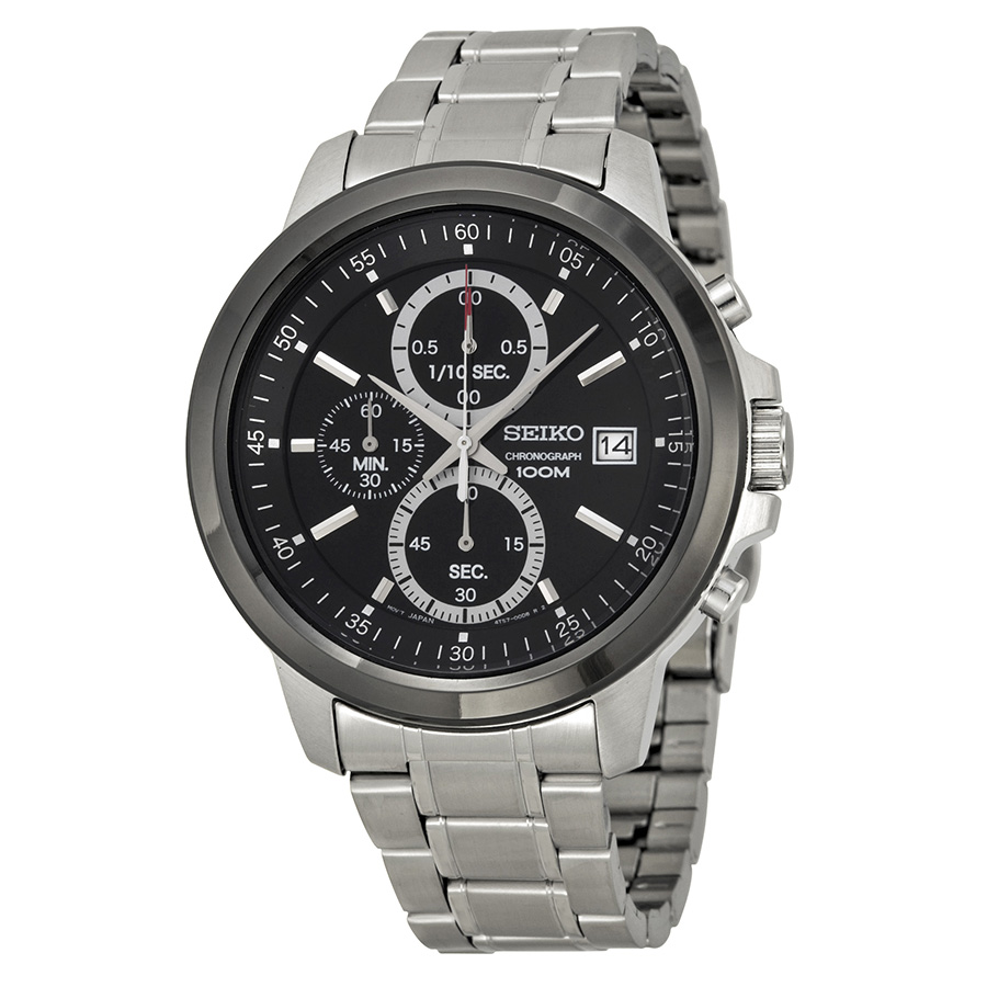 Seiko Chronograph Black Dial Stainless Steel Men's Watch watch ...