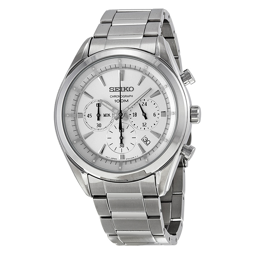 Seiko Chronograph Silver Dial Stainless Steel Men's Watch watch ...