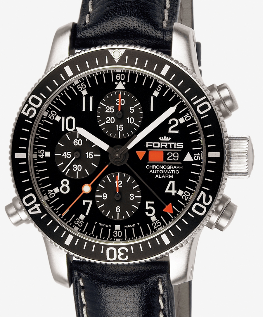 Fortis B-42 Official Cosmonauts Chronograph Black Leather Strap Watch ...