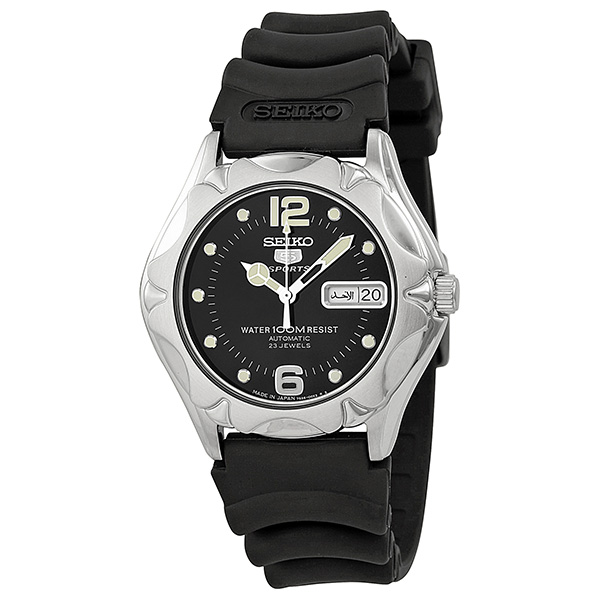 Seiko 5 Sports Black Dial Black Rubber Unisex Watch watch, pictures ...