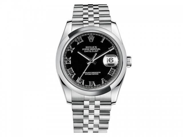 Rolex Datejust Black Roman Dial Jubilee Bracelet Mens Watch 116200Bkrj ...